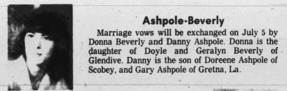 Marriage Announcement - Donna Beverly
